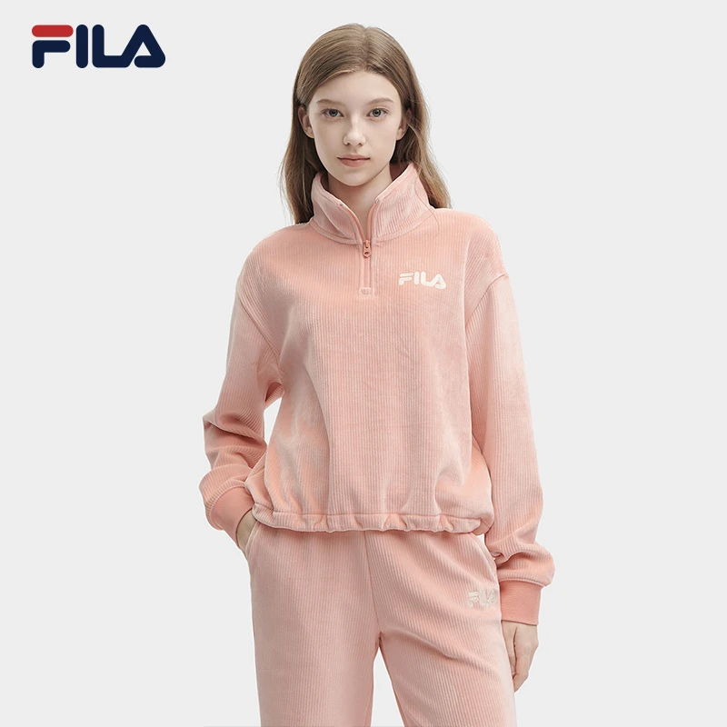 Fila/斐乐新款【竖条绒立领】时尚保暖针织套头卫衣F11W349204F