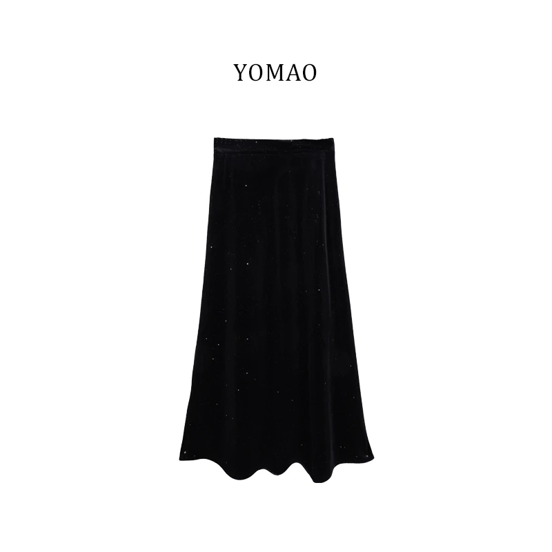 【尤猫】设计感丝绒修身显瘦半身裙女-Y3498