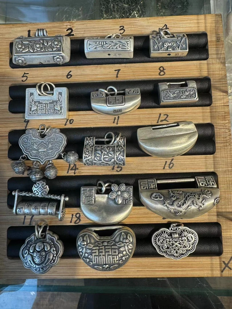 足银银制品 （按克称重）复古足银复古配件锁吊坠滴流纯手工做旧