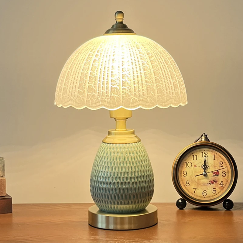 台灯卧室床头灯简约轻奢全铜陶瓷家用复古欧式美式书房护眼台灯