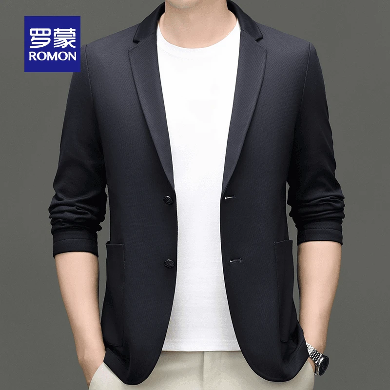 罗蒙男士高档春秋季小西装单西外套商务休闲时尚中青年纯色小西服