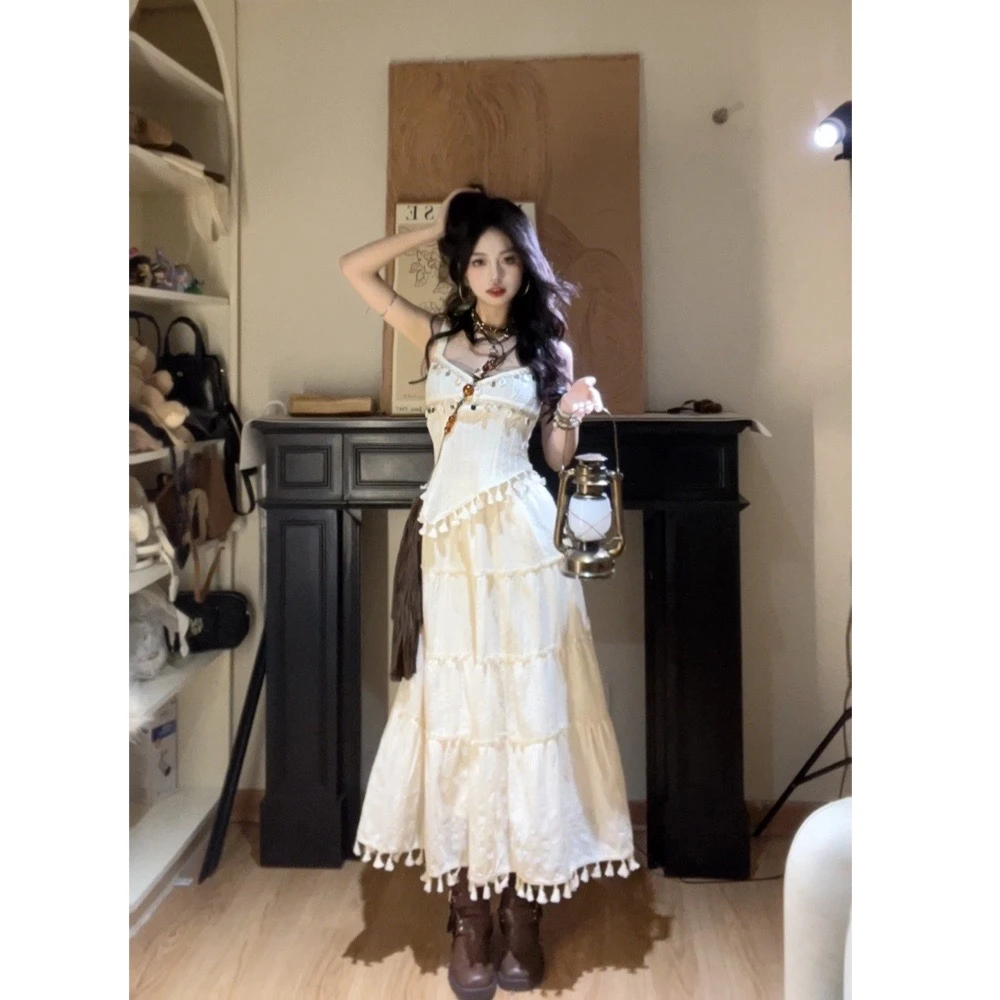 【Synw屁羊】游牧少女 夏季复古显瘦修身设计感甜美上衣半身裙