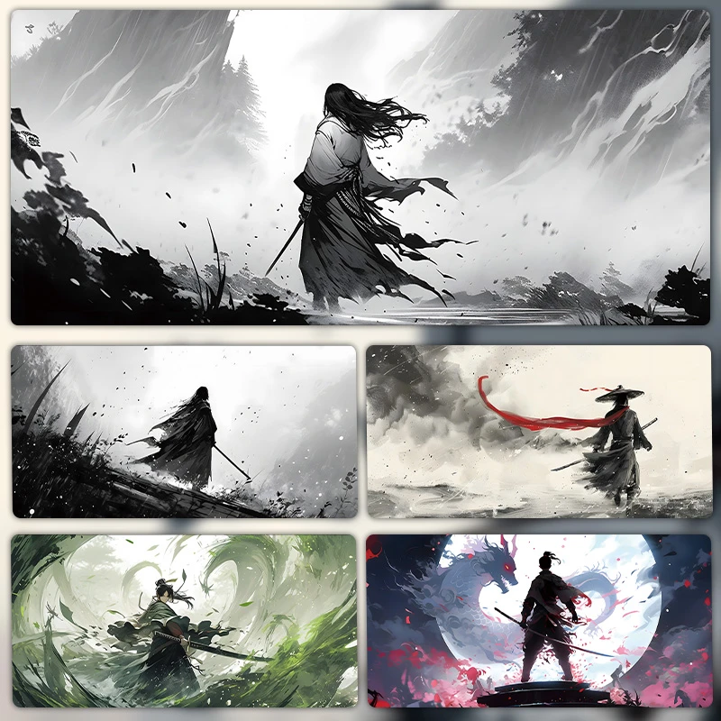 国风武侠鼠标垫超大动漫电脑键盘垫男生电竞办公桌垫水墨武侠耐用