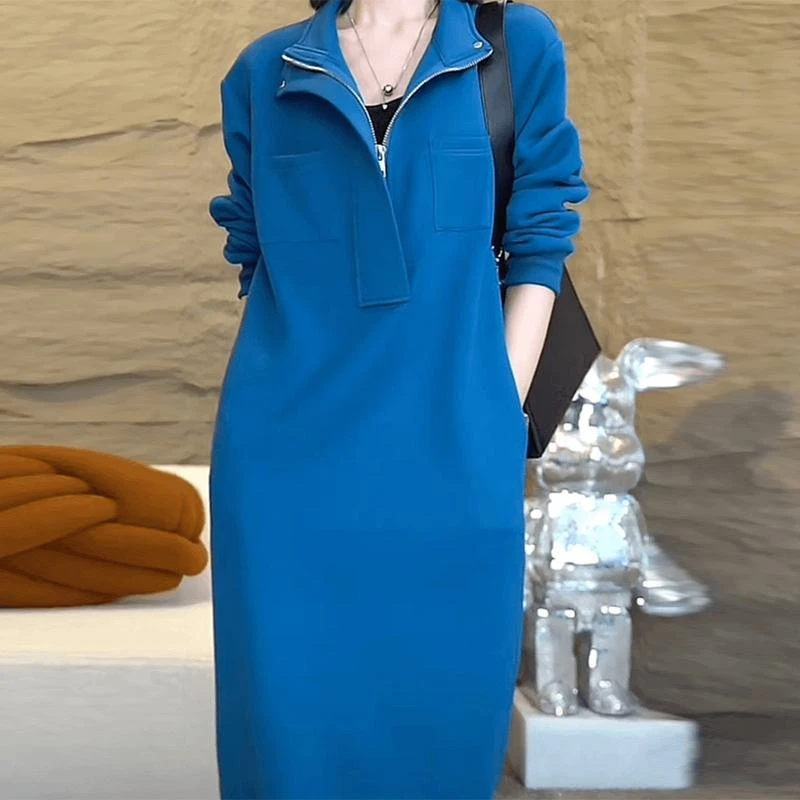 时尚休闲连衣裙女2024秋季新款韩版洋气显瘦宽松中长款减龄裙子潮