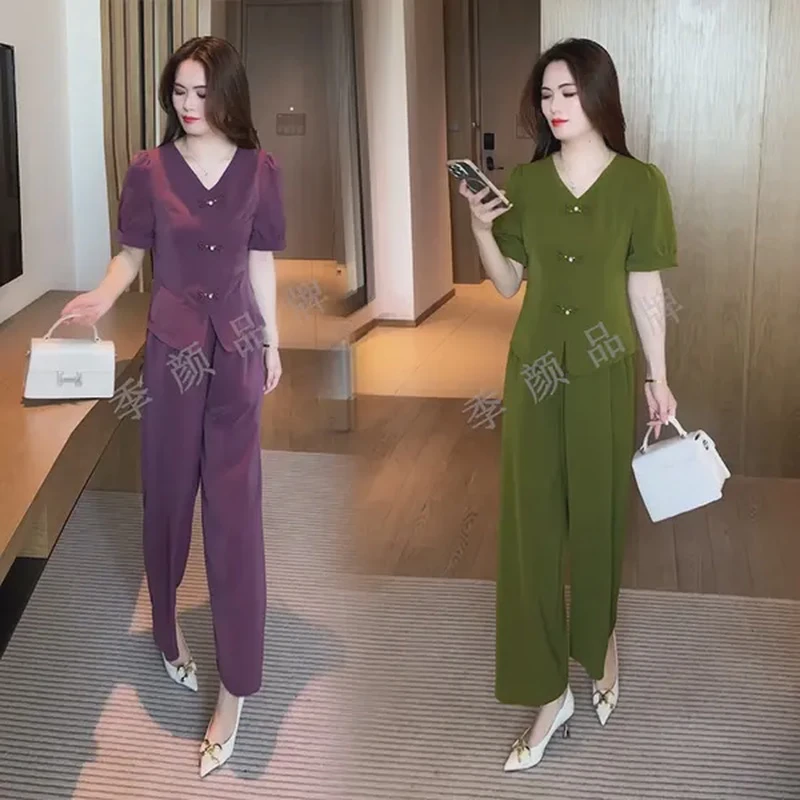 夏季新款新中式穿搭气质显瘦时尚洋气休闲时尚套装38