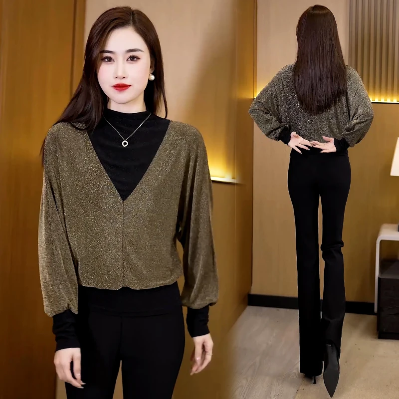 南韩丝2024春季新款洋气时尚百搭女士外穿打底宽松气质上衣显瘦