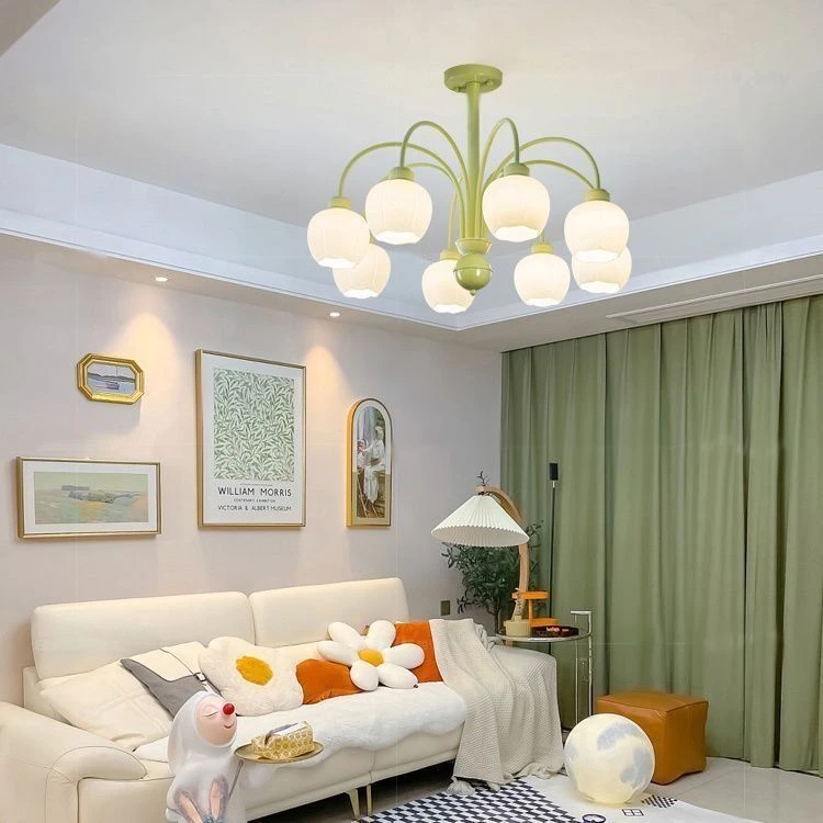 法式奶油风南瓜卧室吊灯简约现代中古客厅灯餐厅书房复古网红灯具