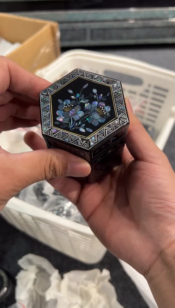 【闪购商品】牙签罐弘贝雅螺钿漆器老货微瑕