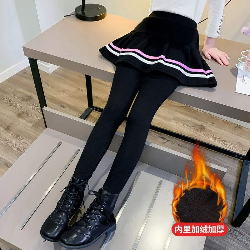 木子童装女童打底裤秋外穿冬季洋气加绒加厚公主儿童裙裤假两件裤