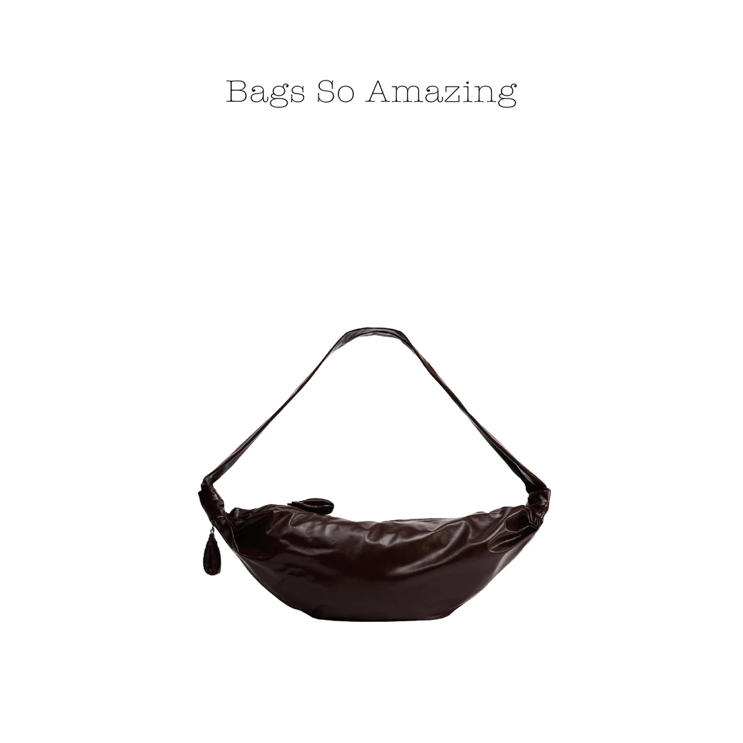 【包很顶】纸感牛皮25秋冬新款soft可颂牛角男女同款休闲斜挎流浪包