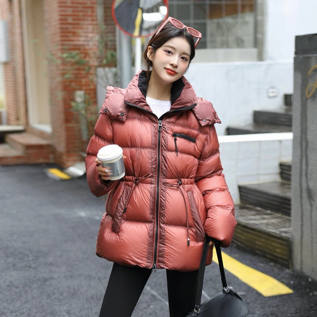 艺菲 连帽羽绒服女士保暖显瘦百搭外套韩版面包服241168