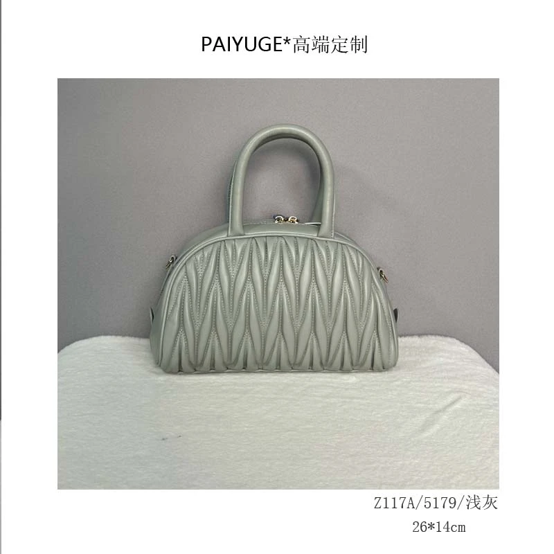 Z117A/5179/浅灰 高端订制手工蜡线女士单肩斜挎手提包1101孤品