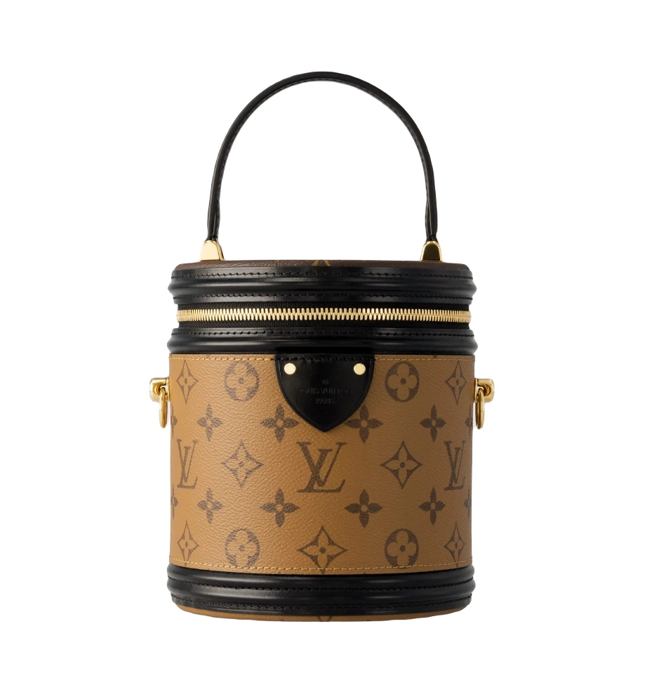 99新 LouisVuitton/路易威登 LV 老花焦糖色圆筒包硬桶发财桶 ss