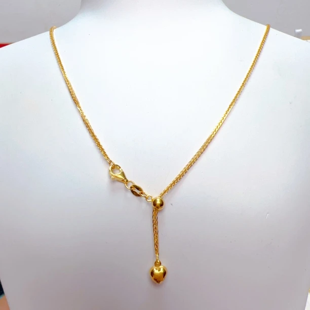 足金999爱心抽拉肖邦链龙虾扣头