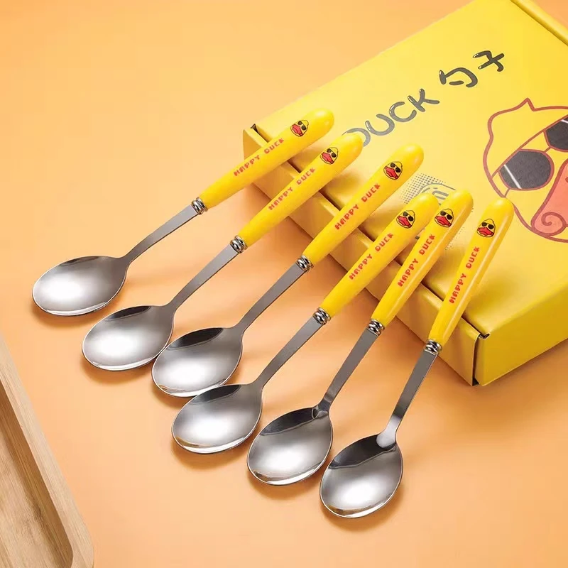【粉丝福利】六把萌鸭勺子 礼盒装家用网红可爱吃饭钢勺长柄韩式