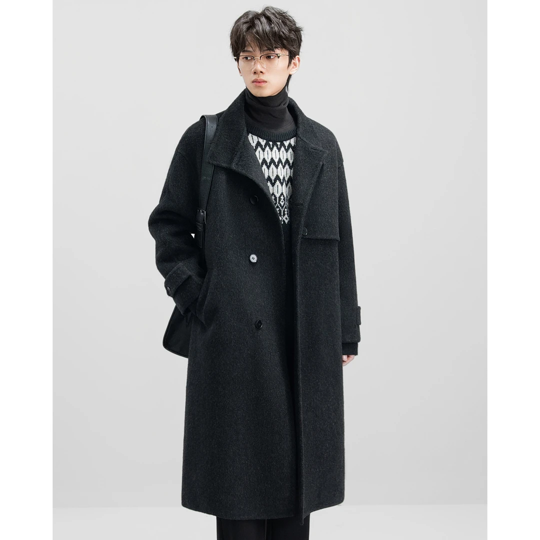 OWNR/OWNR立领双面羊毛呢子大衣男2024秋冬新款保暖中长款外套