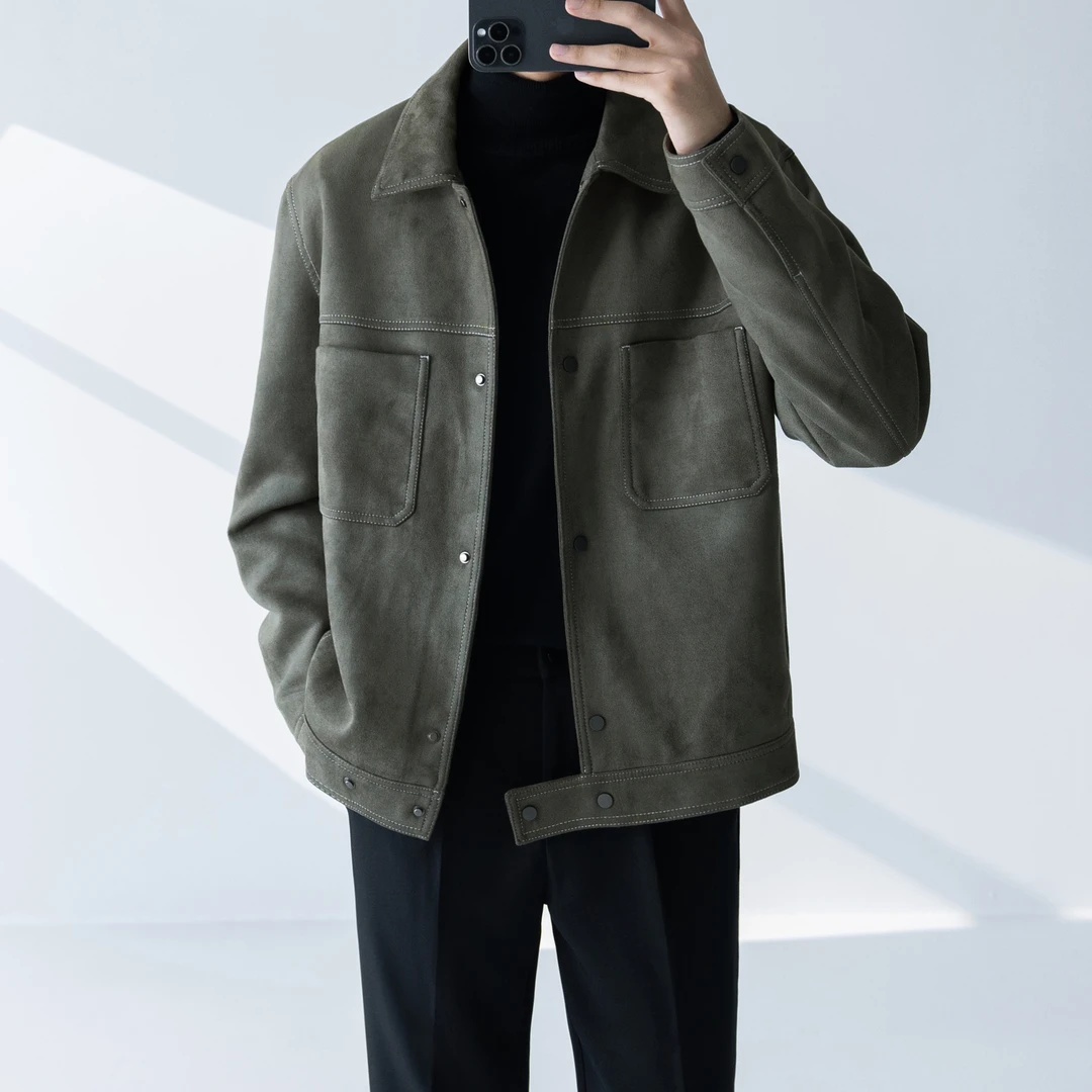 OWNR 鹿皮绒 翻领夹克外套男秋冬季宽松休闲2024新款潮流拉链开衫