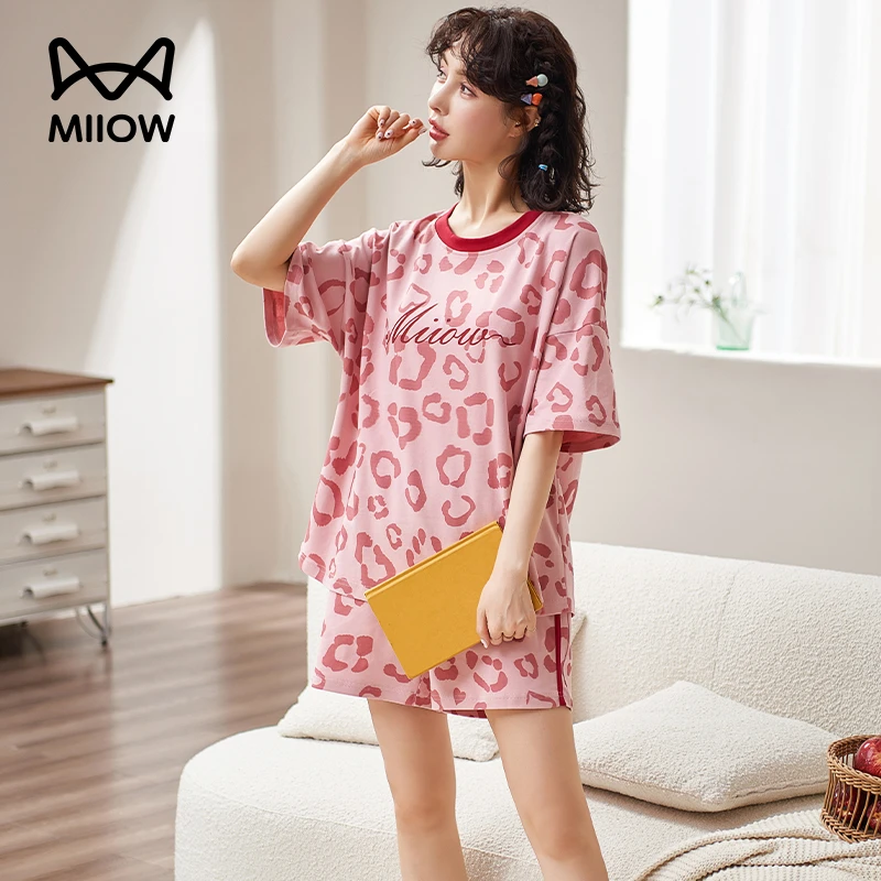 猫人睡衣女士夏季薄款少女棉质家居服睡裙外穿大码短袖休闲7216