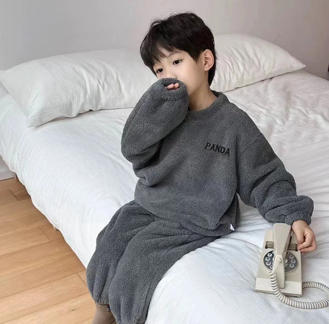 加绒加厚宝宝绒儿童韩版休闲宽松时尚洋气套装