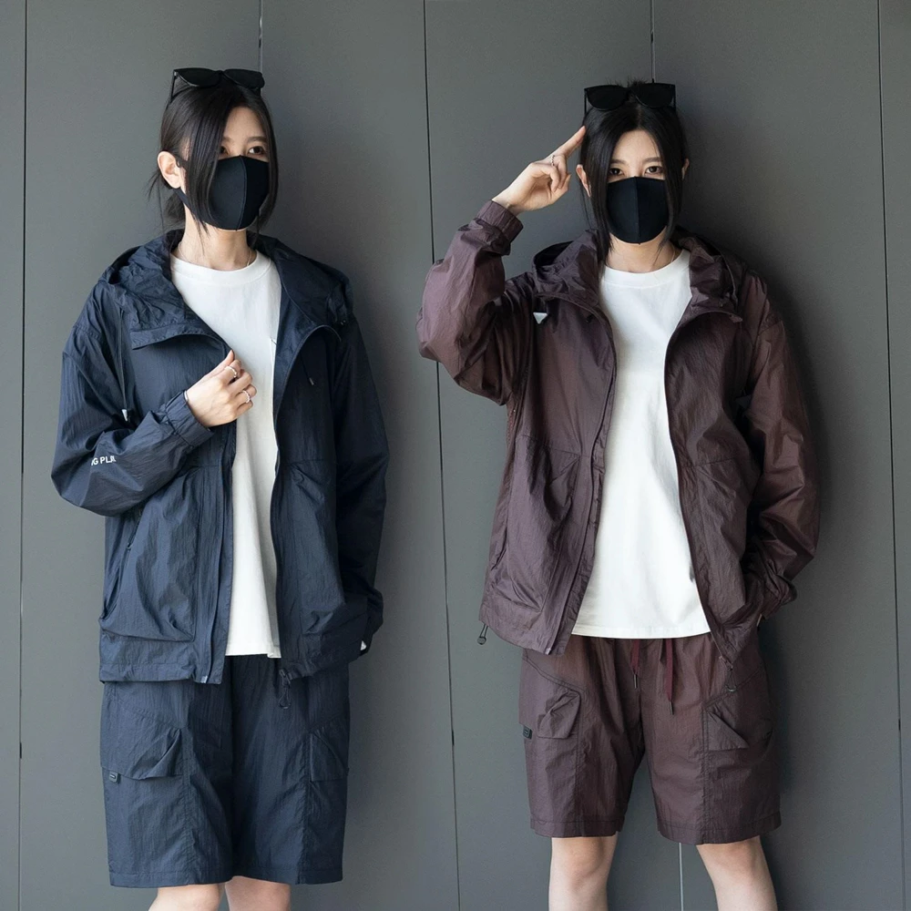 2024夏季薄款透气速干防晒服户外立领外套装情侣新款连帽情侣7917