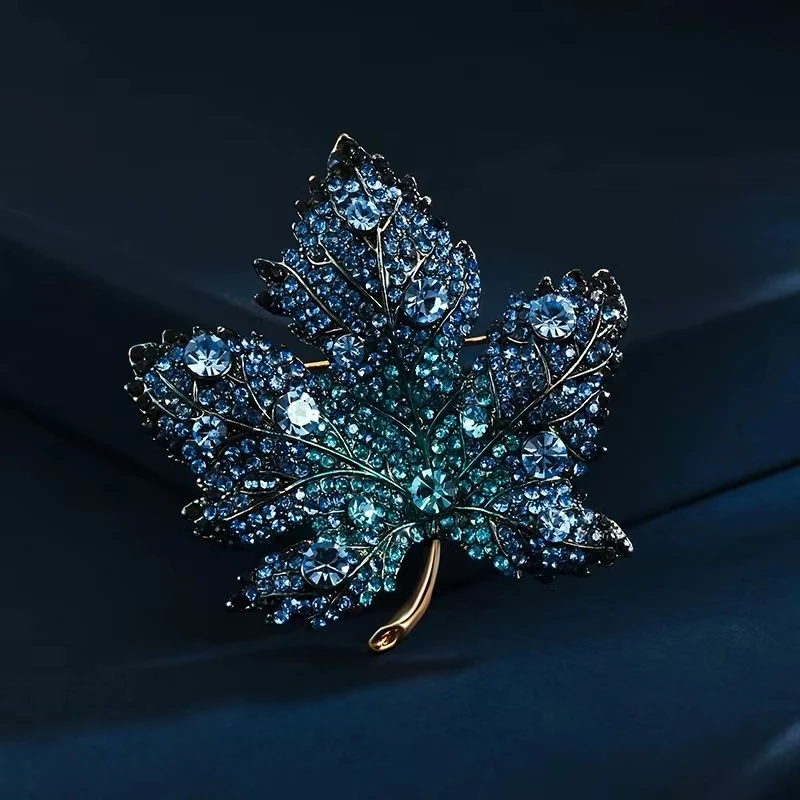 合金胸针 【蓝枫叶】简约百搭精致优雅高档春夏时尚复古蓝色-4004