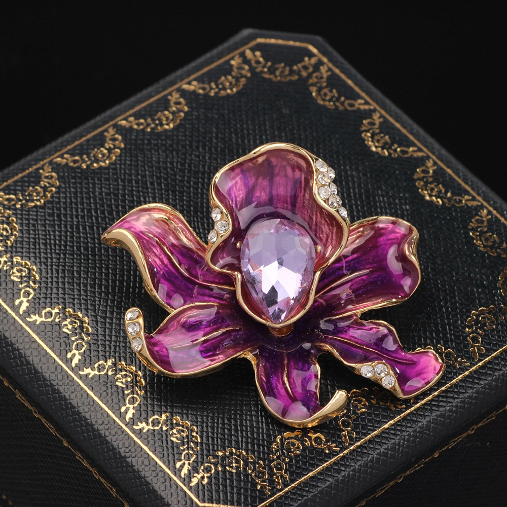 合金胸针 【紫色海棠】简约百搭精致优雅高档春夏时尚彩色中古-3001