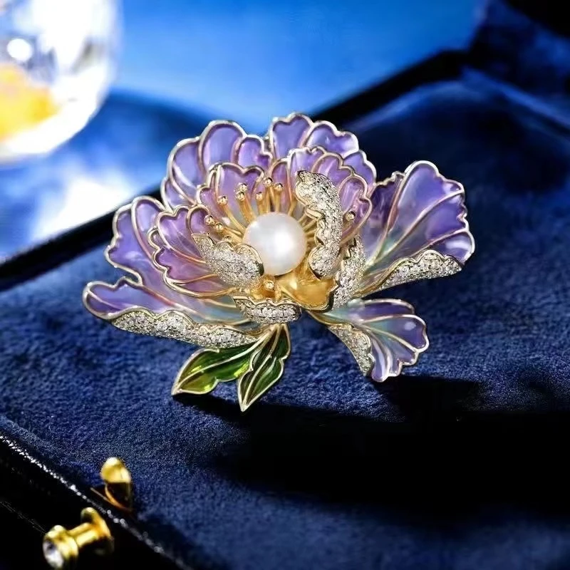合金胸针 【富贵莲花】简约百搭精致古风中国风紫色时尚春夏-5007