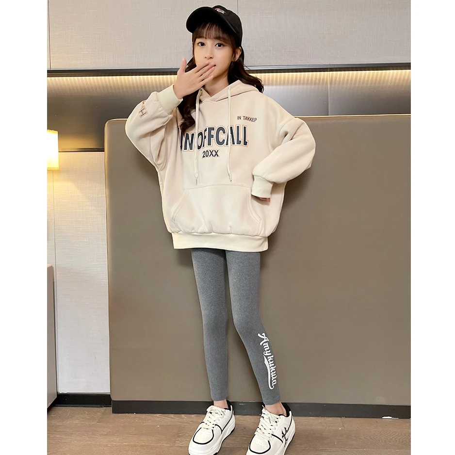 女童打底裤爆款秋冬时尚新款加厚一体绒外穿宽松鲨鱼裤中大童裤子