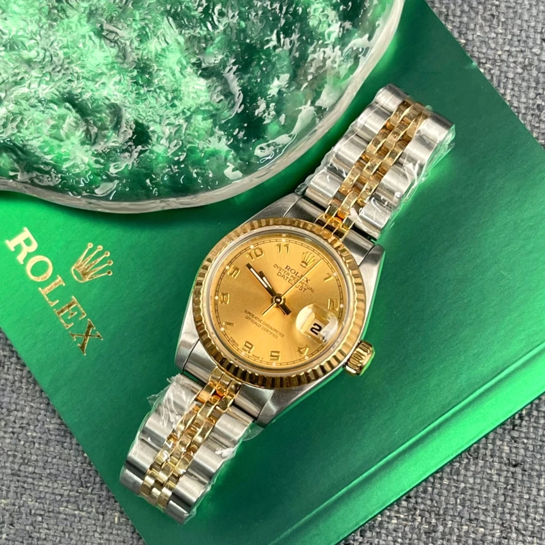 99新 Rolex/劳力士 日志69173/26mm/金面数字盘/自动机械/单表