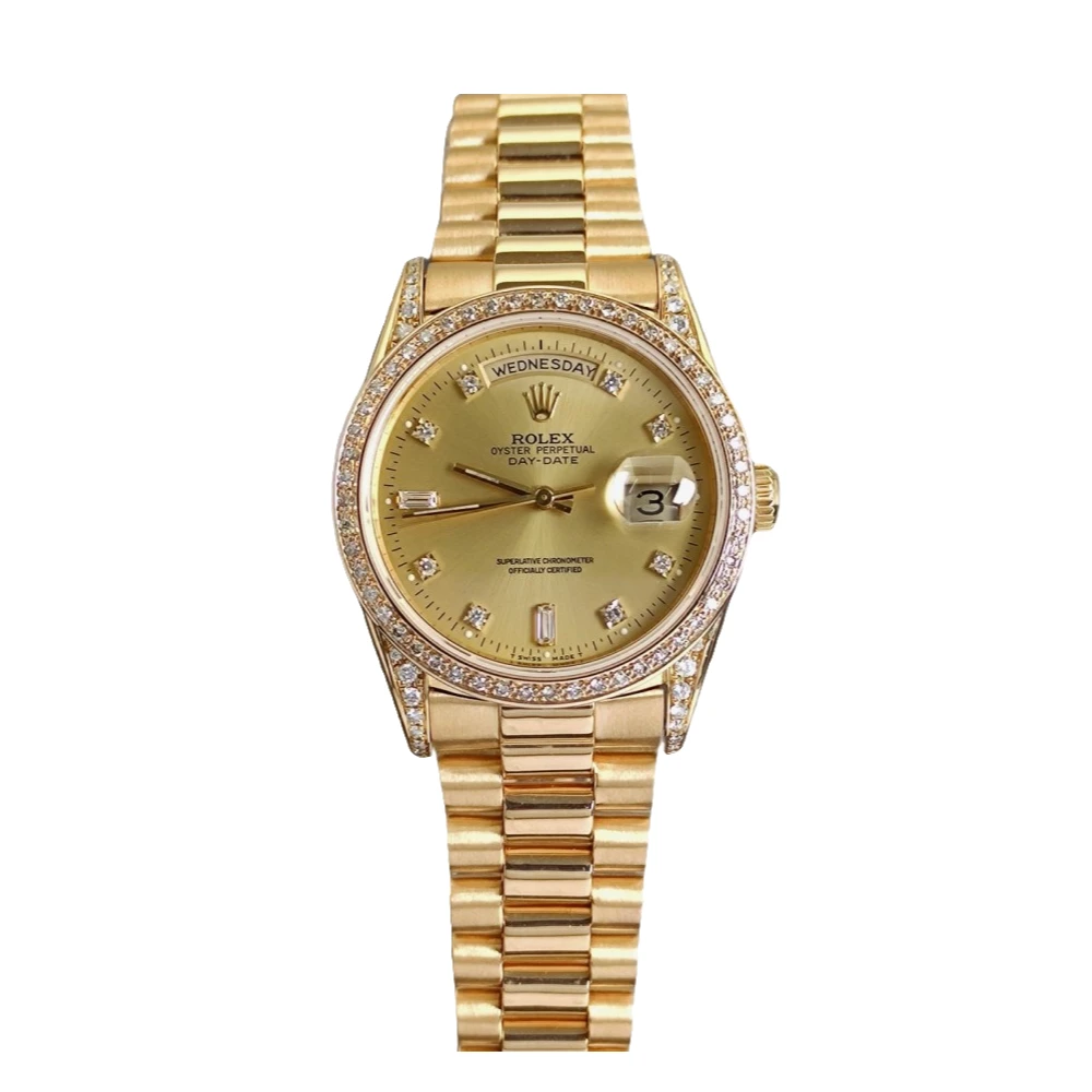 99新 Rolex/劳力士  星期日历型18238/36mm/金盘/原盘后钻圈/单表