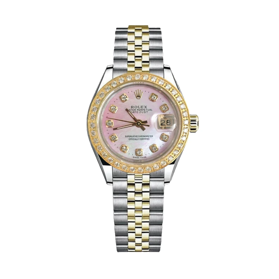 99新 Rolex/劳力士 日志69173/26mm/粉贝母盘/钻圈/自动机械/单表