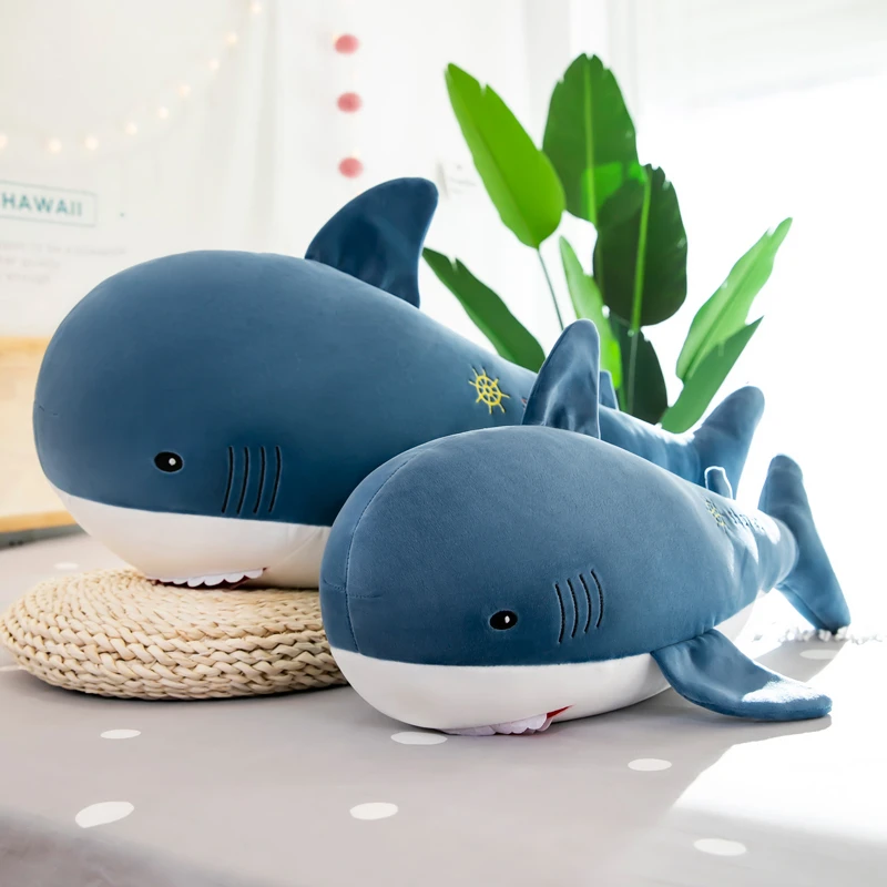 可爱鲨鱼睡觉柔软抱枕毛绒玩具靠垫玩偶夹腿娃娃节日送男孩车载