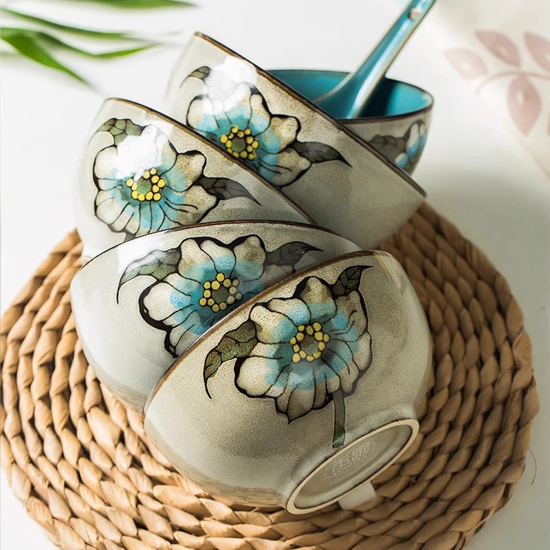 饭碗家用中国风可爱简约创意炖盅汤碗菜碟餐盘微波炉专用陶瓷餐具