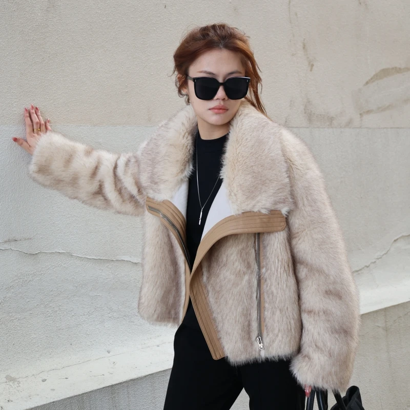 MZ   2024托斯卡纳卷毛皮毛一体短外套女机车时髦洋气上衣