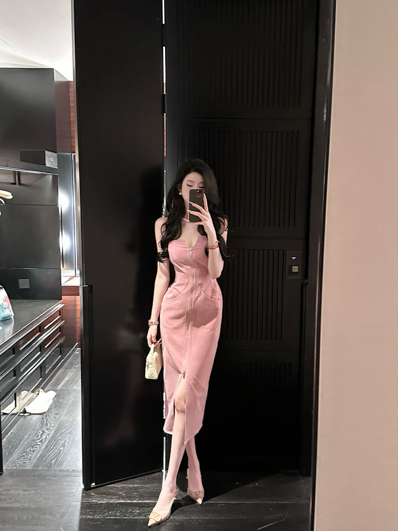 【雅乔定制】情有独钟 粉色牛仔连衣裙DYYK-24031696