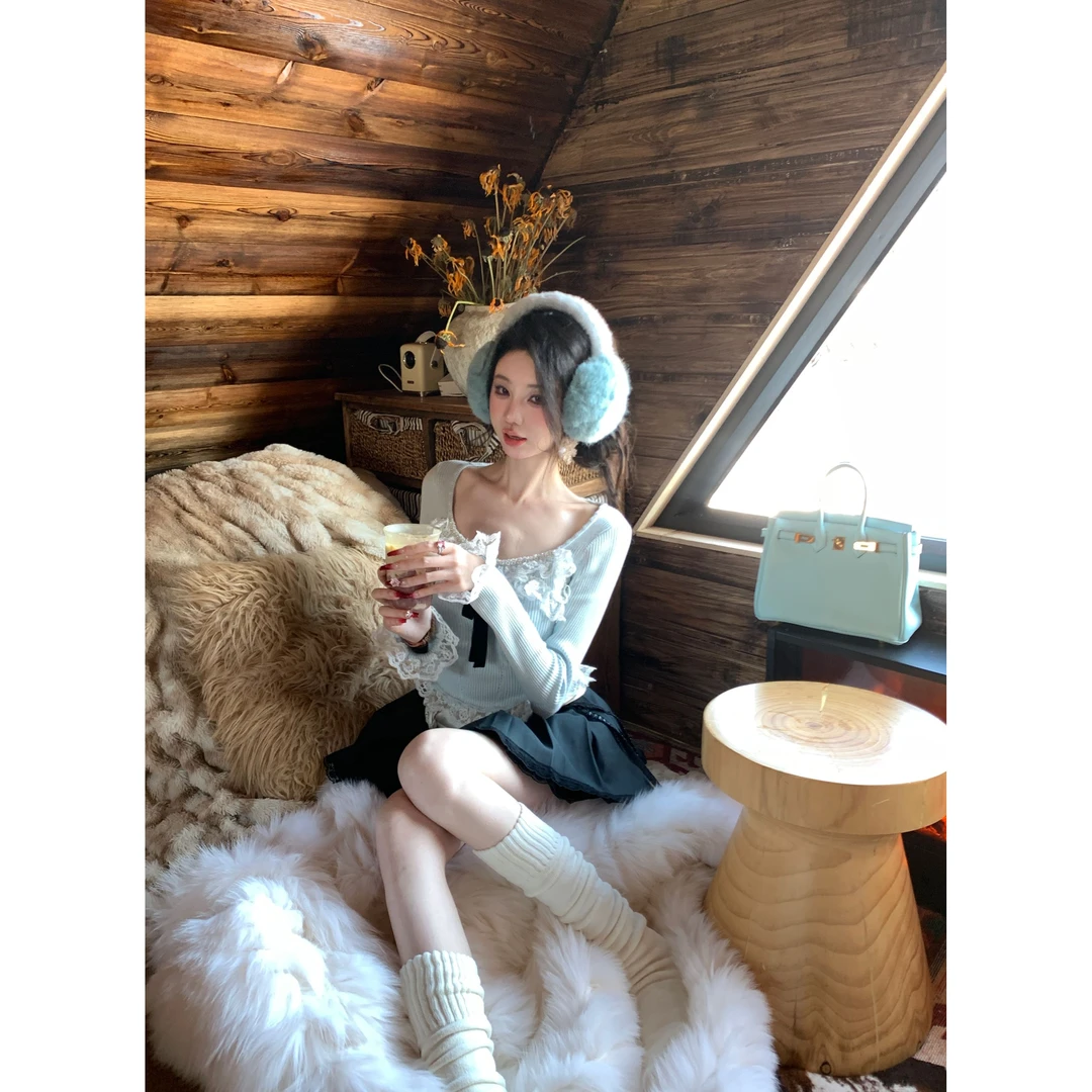 【雅乔定制】公主殿下 MIU系蝴蝶结针织打底上衣DYYK-24102047