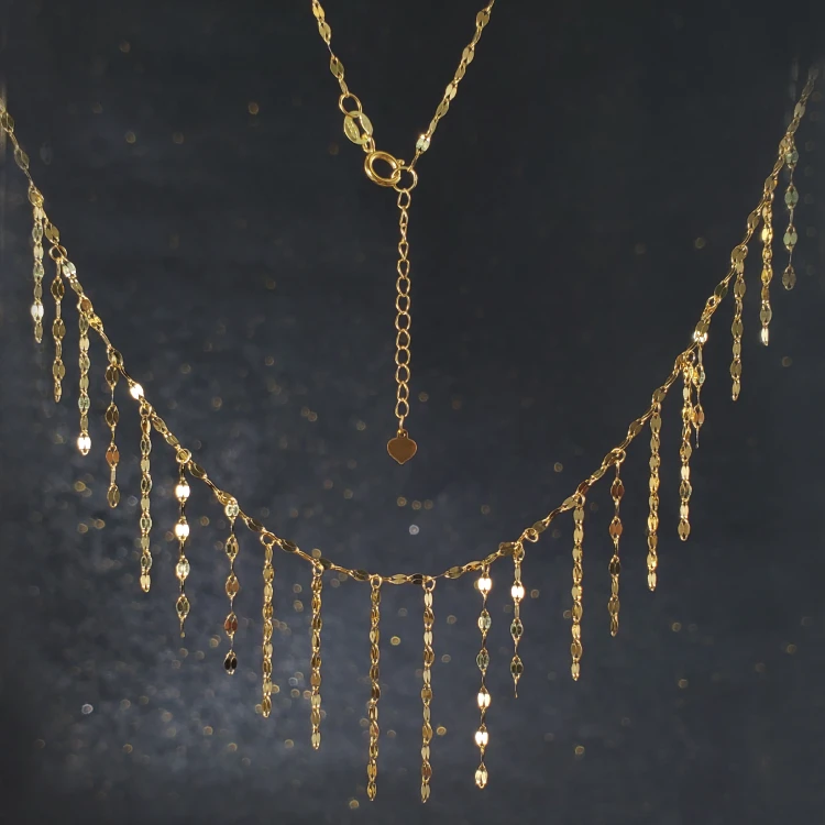 18K金爆闪流苏嘴唇链项链 时尚高级 G7875