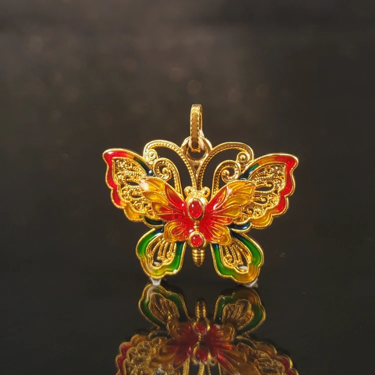 18K金烧蓝蝴蝶配件  G7654