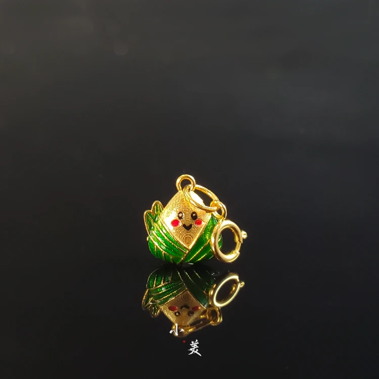 18K金*烧蓝粽子提溜配件 万能扣 G7930