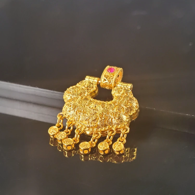 18K金平安喜乐如意锁吊坠 精工可打开  G7892