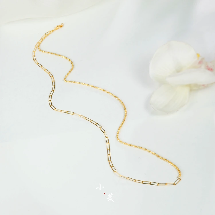 18K金环环相扣麻花AB项链 G2178