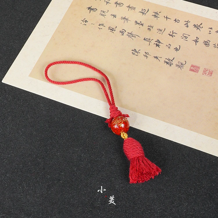 含辰砂工艺品朱砂太太红绳流苏挂件 C369