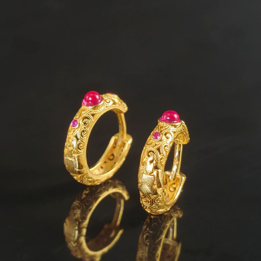 925银耳饰 花丝耳圈 百搭国风S3044