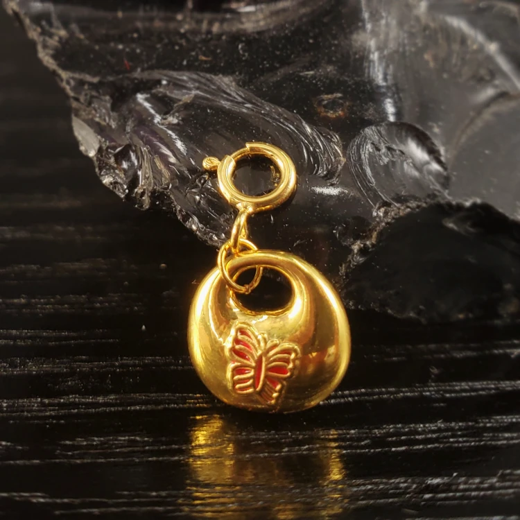 18K金蝴蝶胖福吊坠万能扣 G7667