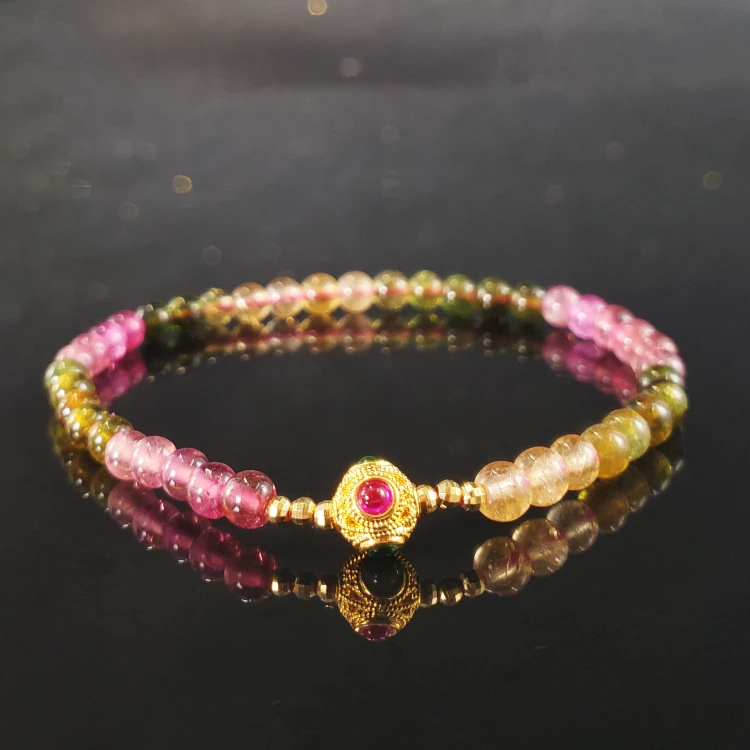 霓虹・18K金*彩虹碧玺手链 G9049