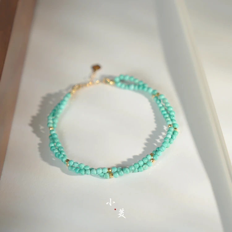 18K金绿松石双层珠珠手链（多样性发）G9297