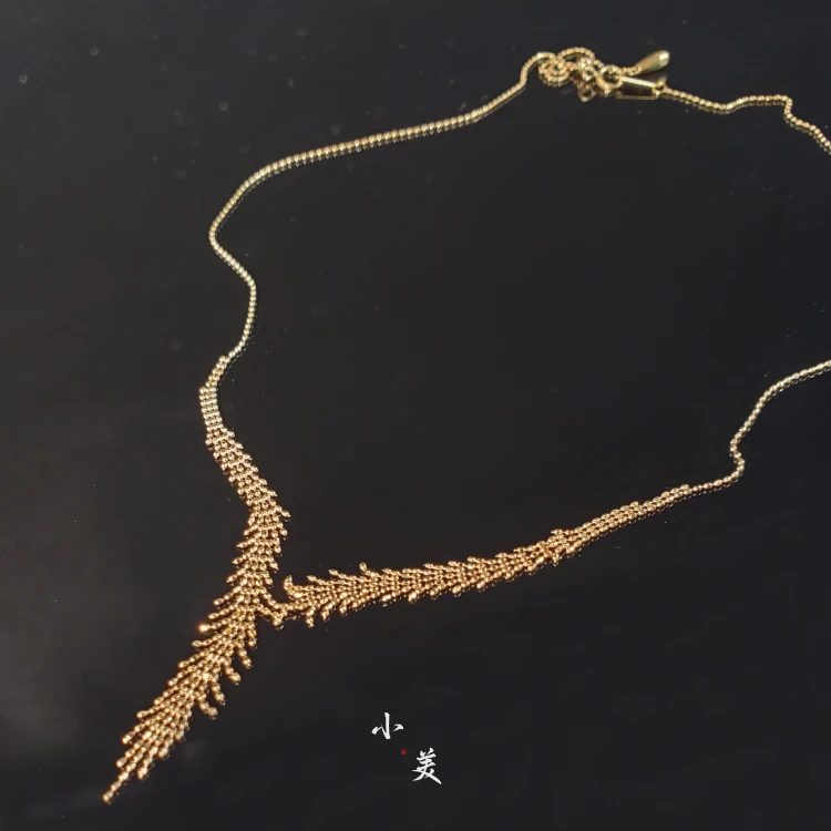 18K金编织蕾丝麦穗Y字项链 轻奢气质 G7937