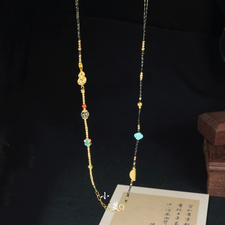 念安・18K金太太葫芦黑绳项链（多样性发货） G8622