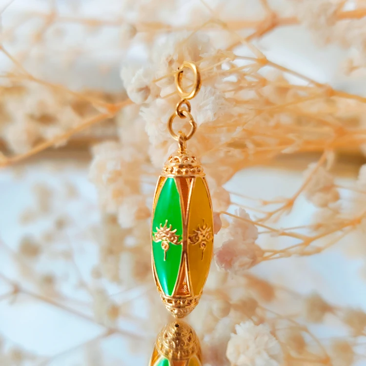 18K金烧蓝五路财神吊坠 国潮G6462