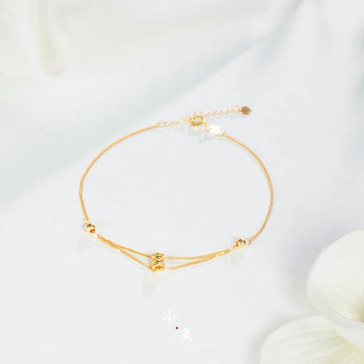 18K金小蛮腰金珠手链 G9535